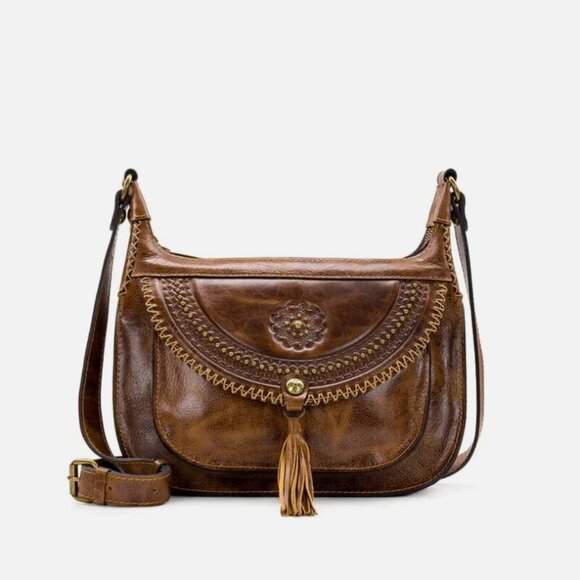 NWT Patricia Nash Camila Hobo Bag Vintage Distressed Leather in Cognac (Dk Brwn) - Picture 1 of 9